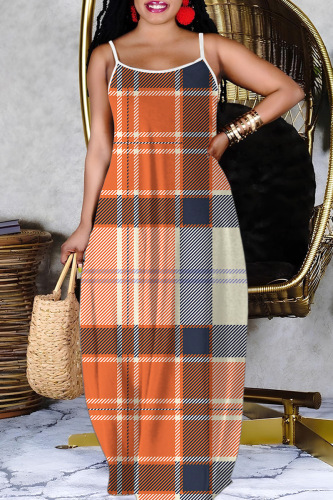 Sexy Graphics Print Backless Spaghetti Strap Floor Length Vacation Baggy Sundress Slip Maxi Dress