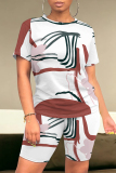 Casual Graphics Print O Neck Short Sleeve Oversize T-Shirt And Shorts Two Pieces Shorts Sets