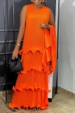 Casual O Neck Half Sleeve Ruffle Tiered Hem Maxi Dress And Shrug Crop Top Irregular Shawl Cape Vacation Two Pieces Sets