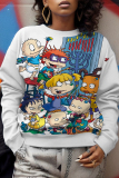 Casual Cartoon Print O Neck Long Sleeve Sweatshirt