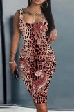 Casual Graphics Print U Neck Sleeveless Vacation Bodycon Midi Tank Dress