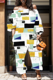 Casual Graphics Print Off Shoulder Long Sleeve Vacation Loose Harem Jumpsuit