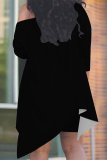 Casual Face Print  Sloping Shoulder Irregular Hollow Out T-shirt And Shorts Plus Size Two Pieces Shorts Sets