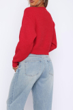 Casual Buckle Button Collar Long Sleeve Cardigan Knitted Sweater