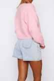 Casual Buckle Button Collar Long Sleeve Cardigan Knitted Sweater