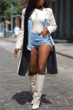 Casual Colorblock Print Ripped Turndown Collar Long Sleeve Longline Cardigan Blazer Coats