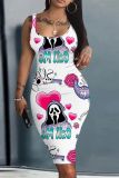 Casual Graphics Print U Neck Sleeveless Vacation Bodycon Midi Tank Dress