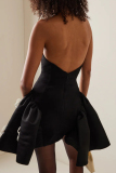 Flower Decor Party Evening Formal Sleeveless Backless Strapless A Line Pleated Tube Mini Dresses