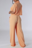 Casual Turndown Collar Short Sleeve Buttons Blouse And Wide Leg Pants Vacation Two Pieces Trouser Sets