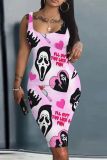 Casual Graphics Print U Neck Sleeveless Vacation Bodycon Midi Tank Dress