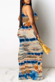 Graffiti Print O Neck Sleeveless One Step Skirt Party Evening Party Bodycon Maxi Dresses