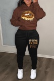 Sportwear Casual Graphics Print O Neck Long Sleeve Hoodie Sweatshirt And Skinny Pants Two Pieces Tracksuit Sweatpants Set