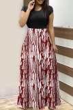 Halloween Pumpkin Bat Cat Print O Neck Short Sleeve A Line T Shirt Maxi Dresses