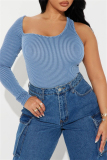 Casual Backless One Shoulder Long Sleeve Irregular Skinny Bodysuits