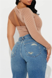 Casual Backless One Shoulder Long Sleeve Irregular Skinny Bodysuits