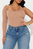 Casual Backless One Shoulder Long Sleeve Irregular Skinny Bodysuits