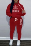 Sportwear Casual Letter Print Long Sleeve Hooded Sweatshirt And Drawstring Pants Two Pieces Sweatpant Sets