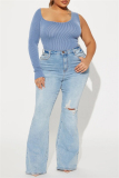 Casual Backless One Shoulder Long Sleeve Irregular Skinny Bodysuits