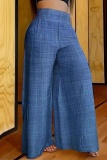 Casual Plaid High Waist Vacation Wide Leg Pants