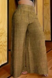 Casual Plaid High Waist Vacation Wide Leg Pants
