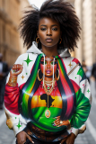 Casual Figure Print Long Sleeve With Pockets Hooded Sweatshirt