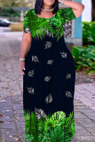 Casual Graphics Print O Neck Short Sleeve Straignt T Shirt Maxi Dresses