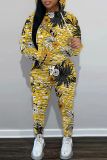 Sportwear Casual Graphics Print Long Sleeve Hooded Sweatshirt And Straight Leg Pants Two Pieces Tracksuit Sweatpants Sets