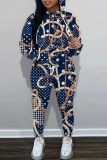 Sportwear Casual Graphics Print Long Sleeve Hooded Sweatshirt And Straight Leg Pants Two Pieces Tracksuit Sweatpants Sets