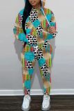 Sportwear Casual Graphics Print Long Sleeve Hooded Sweatshirt And Straight Leg Pants Two Pieces Tracksuit Sweatpants Sets