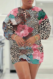 Casual Floral Print O Neck Short Sleeve Sweatshirt And Shorts Two Pieces Shorts Sets