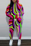 Sportwear Casual Graphics Print Long Sleeve Hooded Sweatshirt And Straight Leg Pants Two Pieces Tracksuit Sweatpants Sets