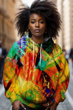 Casual Graphics Print Long Sleeve With Pockets Hooded Sweatshirt