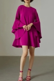 Formal O Neck Flare Sleeve Loose Evening Party Vacation Mini Dresses