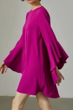 Formal O Neck Flare Sleeve Loose Evening Party Vacation Mini Dresses