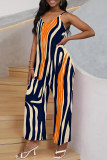 Street Geometric Print V Neck Boot Cut Pocket Vacation Wide Leg Cami Jumpsuits