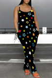 Casual Graphics Print Sleeveless U Neck Pocket Loose Harem Leg Cami Jumpsuits