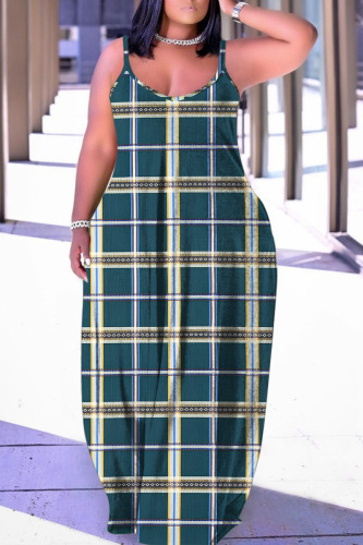 Casual Graphics Print Backless Spaghetti Strap Floor Length Vacation Baggy Sundress Slip Maxi Dress