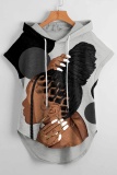 Casual Graphics Print Sleeveless Fall Winter Hooded Sweatshirt