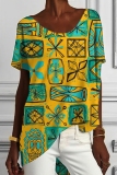 Casual Boho Graphics Print O Neck Short Sleeve Oversize T-Shirts