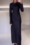 Formal O Neck Long Sleeve Long Mermaid Hem Evening Party Wedding Bodycon Maxi Dress