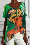 Casual 3D Figure Print O Neck Short Sleeve Oversize Graphics T-Shirts