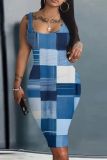 Casual Graphics Print U Neck Sleeveless Vacation Bodycon Midi Tank Dress