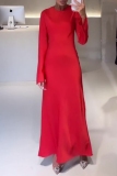 Formal O Neck Long Sleeve Long Mermaid Hem Evening Party Wedding Bodycon Maxi Dress