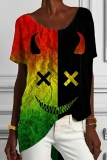 Casual Boho Graphics Print O Neck Short Sleeve Oversize T-Shirts