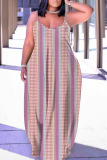 Casual Graphics Print Backless Spaghetti Strap Floor Length Vacation Baggy Sundress Slip Maxi Dress