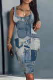 Casual Graphics Print U Neck Sleeveless Vacation Bodycon Midi Tank Dress