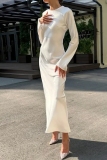 Formal O Neck Long Sleeve Long Mermaid Hem Evening Party Wedding Bodycon Maxi Dress