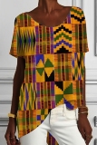 Casual Boho Graphics Print O Neck Short Sleeve Oversize T-Shirts