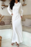 Formal O Neck Long Sleeve Long Mermaid Hem Evening Party Wedding Bodycon Maxi Dress