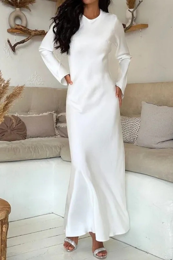 Formal O Neck Long Sleeve Long Mermaid Hem Evening Party Wedding Bodycon Maxi Dress